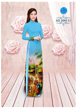 Load image into Gallery viewer, 1 Set - Ao Dai - Traditional Vietnamese Long Dress Collections with Pants - Silk 3D - All Size - Hoa Cuc