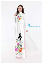 Load image into Gallery viewer, 1 Set - Ao Dai - Traditional Vietnamese Long Dress Collections with Pants - Silk 3D - All Size - Hoa Cuc