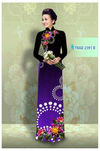 Load image into Gallery viewer, 1 Set - Ao Dai - Traditional Vietnamese Long Dress Collections with Pants - Silk 3D - All Size - Hoa Cuc