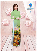 Load image into Gallery viewer, 1 Set - Ao Dai - Traditional Vietnamese Long Dress Collections with Pants - Silk 3D - All Size - Hoa Cuc