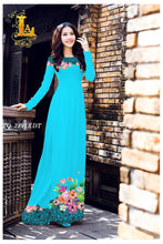 Load image into Gallery viewer, 1 Set - Ao Dai - Traditional Vietnamese Long Dress Collections with Pants - Silk 3D - All Size - Hoa Cuc