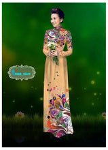 Load image into Gallery viewer, 1 Set - Ao Dai - Traditional Vietnamese Long Dress Collections with Pants - Silk 3D - All Size - Hoa Cuc