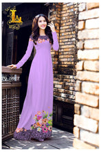 Load image into Gallery viewer, 1 Set - Ao Dai - Traditional Vietnamese Long Dress Collections with Pants - Silk 3D - All Size - Hoa Cuc