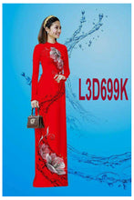 Load image into Gallery viewer, 1 Set - Ao Dai - Traditional Vietnamese Long Dress Collections with Pants - Silk 3D - All Size - Hoa Cuc