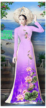 Load image into Gallery viewer, 1 Set - Ao Dai - Traditional Vietnamese Long Dress Collections with Pants - Silk 3D - All Size - Hoa Cuc