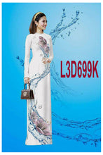 Load image into Gallery viewer, 1 Set - Ao Dai - Traditional Vietnamese Long Dress Collections with Pants - Silk 3D - All Size - Hoa Cuc