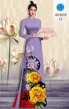 Load image into Gallery viewer, 1 Set - Ao Dai - Traditional Vietnamese Long Dress Collections with Pants - Silk 3D - All Size - Hoa Cuc