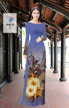 Load image into Gallery viewer, 1 Set - Ao Dai - Traditional Vietnamese Long Dress Collections with Pants - Silk 3D - All Size - Hoa Cuc