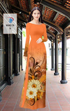 Load image into Gallery viewer, 1 Set - Ao Dai - Traditional Vietnamese Long Dress Collections with Pants - Silk 3D - All Size - Hoa Cuc