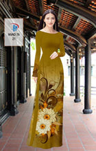 Load image into Gallery viewer, 1 Set - Ao Dai - Traditional Vietnamese Long Dress Collections with Pants - Silk 3D - All Size - Hoa Cuc