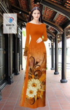 Load image into Gallery viewer, 1 Set - Ao Dai - Traditional Vietnamese Long Dress Collections with Pants - Silk 3D - All Size - Hoa Cuc
