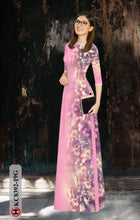 Load image into Gallery viewer, 1 Set - Ao Dai - Traditional Vietnamese Long Dress Collections with Pants - Silk 3D - All Size - Hoa Cuc
