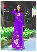 Load image into Gallery viewer, 1 Set - Traditional Vietnamese Long Dress Collections with Pants - Silk 3D - All Size - Hoa Cuc