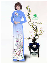Load image into Gallery viewer, 1 Set - Traditional Vietnamese Long Dress Collections with Pants - Silk 3D - All Size - Hoa Cuc