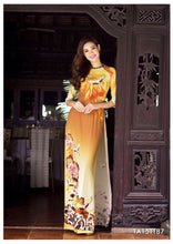 Load image into Gallery viewer, 1 Set - Traditional Vietnamese Long Dress Collections with Pants - Silk 3D - All Size - Hoa Cuc