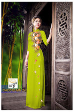 Load image into Gallery viewer, 1 Set - Ao Dai - Traditional Vietnamese Long Dress Collections with Pants - Silk 3D - All Size - Hoa Cuc