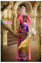 Load image into Gallery viewer, 1 Set - Ao Dai - Traditional Vietnamese Long Dress Collections with Pants - Silk 3D - All Size - Hoa Cuc