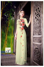 Load image into Gallery viewer, 1 Set - Ao Dai - Traditional Vietnamese Long Dress Collections with Pants - Silk 3D - All Size - Hoa Cuc