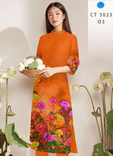Load image into Gallery viewer, 1 Set - Ao Dai - Traditional Vietnamese Long Dress Collections with Pants - Silk 3D - All Size - Hoa Cuc