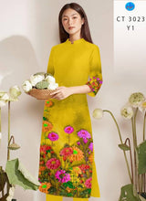 Load image into Gallery viewer, 1 Set - Ao Dai - Traditional Vietnamese Long Dress Collections with Pants - Silk 3D - All Size - Hoa Cuc