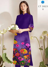 Load image into Gallery viewer, 1 Set - Ao Dai - Traditional Vietnamese Long Dress Collections with Pants - Silk 3D - All Size - Hoa Cuc