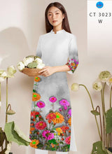 Load image into Gallery viewer, 1 Set - Ao Dai - Traditional Vietnamese Long Dress Collections with Pants - Silk 3D - All Size - Hoa Cuc