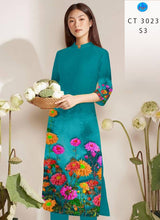 Load image into Gallery viewer, 1 Set - Ao Dai - Traditional Vietnamese Long Dress Collections with Pants - Silk 3D - All Size - Hoa Cuc