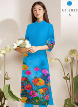 Load image into Gallery viewer, 1 Set - Ao Dai - Traditional Vietnamese Long Dress Collections with Pants - Silk 3D - All Size - Hoa Cuc