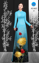 Load image into Gallery viewer, 1 Set - Ao Dai - Traditional Vietnamese Long Dress Collections with Pants - Silk 3D - All Size - Hoa Cuc
