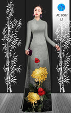 Load image into Gallery viewer, 1 Set - Ao Dai - Traditional Vietnamese Long Dress Collections with Pants - Silk 3D - All Size - Hoa Cuc