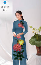 Load image into Gallery viewer, 1 Set - Ao Dai - Traditional Vietnamese Long Dress Collections with Pants - Silk 3D - All Size - Hoa Cuc