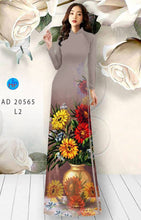 Load image into Gallery viewer, 1 Set - Ao Dai - Traditional Vietnamese Long Dress Collections with Pants - Silk 3D - All Size - Hoa Cuc