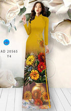 Load image into Gallery viewer, 1 Set - Ao Dai - Traditional Vietnamese Long Dress Collections with Pants - Silk 3D - All Size - Hoa Cuc