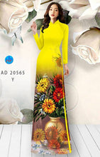 Load image into Gallery viewer, 1 Set - Ao Dai - Traditional Vietnamese Long Dress Collections with Pants - Silk 3D - All Size - Hoa Cuc