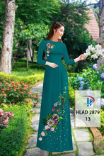 Load image into Gallery viewer, 1 Set - Ao Dai - Traditional Vietnamese Long Dress Collections with Pants - Silk 3D - All Size - Hoa Cuc