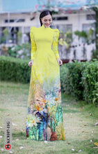 Load image into Gallery viewer, 1 Set - Ao Dai - Traditional Vietnamese Long Dress Collections with Pants - Silk 3D - All Size - Hoa Cuc