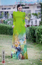 Load image into Gallery viewer, 1 Set - Ao Dai - Traditional Vietnamese Long Dress Collections with Pants - Silk 3D - All Size - Hoa Cuc