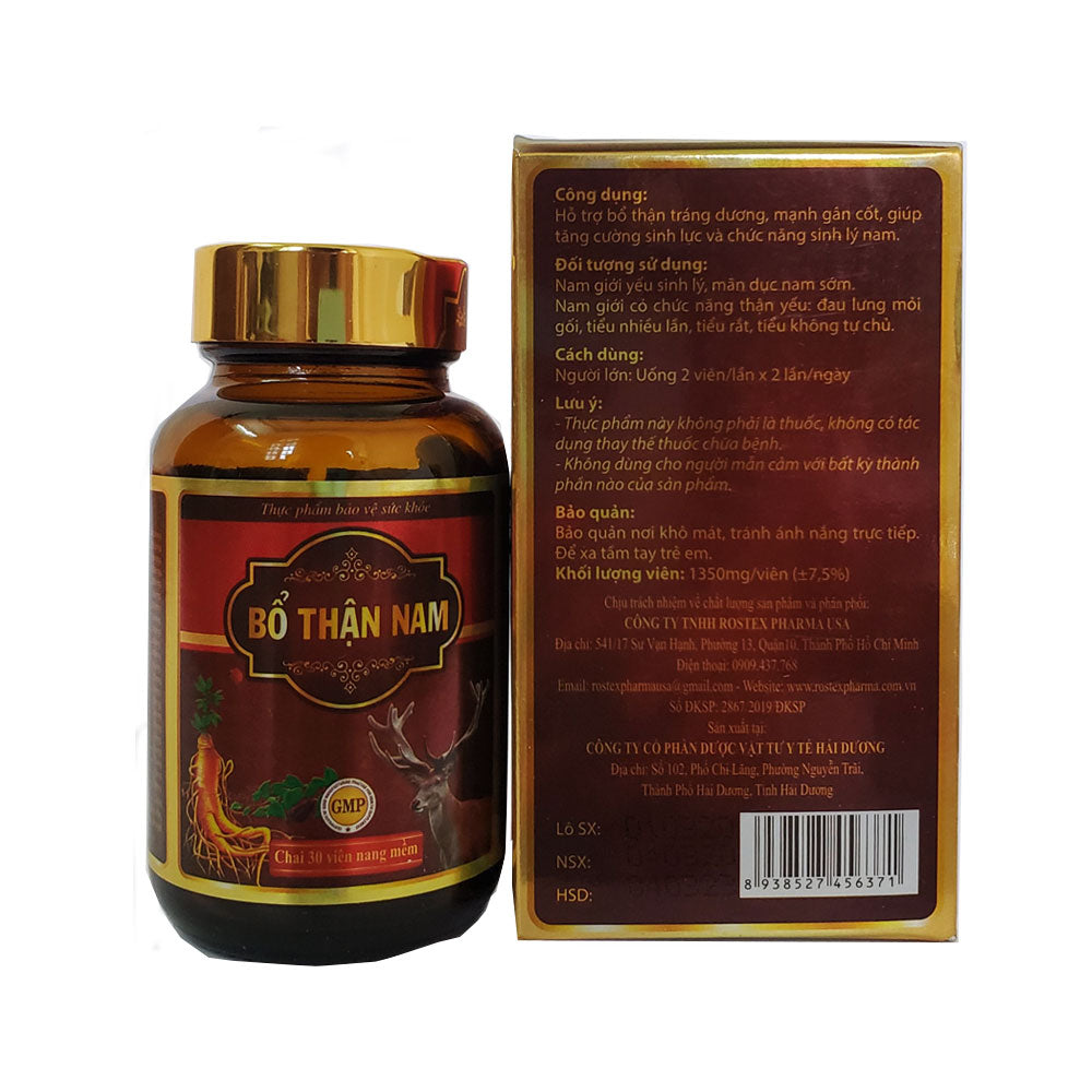 03 Boxes- MViên uống Bổ Thận Nam giúp bổ thận tráng dương tăng cường sinh lý nam - Hộp 30 viên thành phần từ nhân sâm, nhung hươu