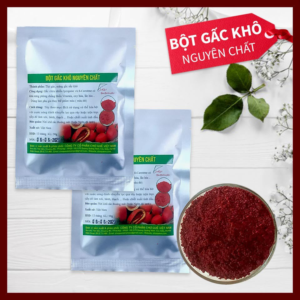 Bột tạo màu thực phẩm hữu cơ rau củ quả gói 50gram - Bột Gấc
