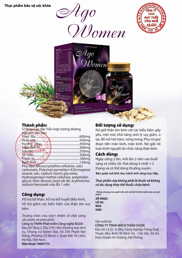 AGO WOMEN – tăng cường sinh lý ở nữ giới, tăng ham muốn, cảm xúc thăng hoa cô bé không khô rát .