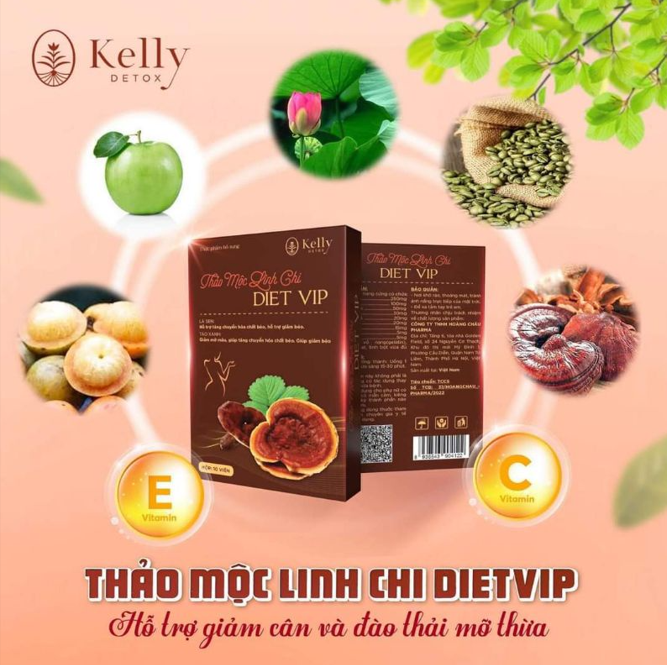 02 Boxes - Kelly Detox Thao moc Linh Chi Diet Vip – Weight loss 100% herbal –Giam can