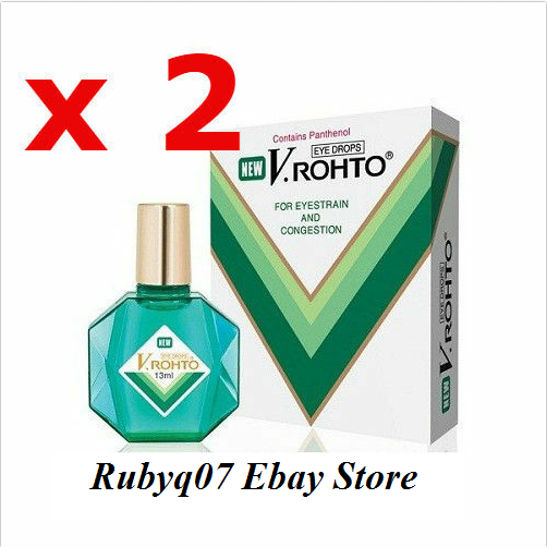 02 Boxes - New V.Rohto Eye Drops 13Ml For Eyestrain, Congestion, Mentholatum