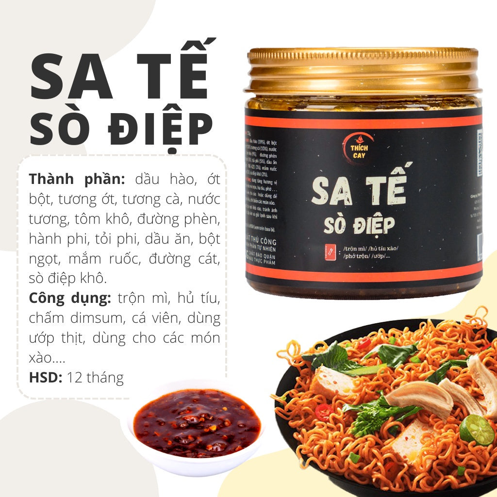 02 hộp  *250gram - Sa tế sò điệp Thích Cay, trộn mì, hủ tiếu, phở, sốt cá viên chiên, dùng để ướp thịt tiện lợi