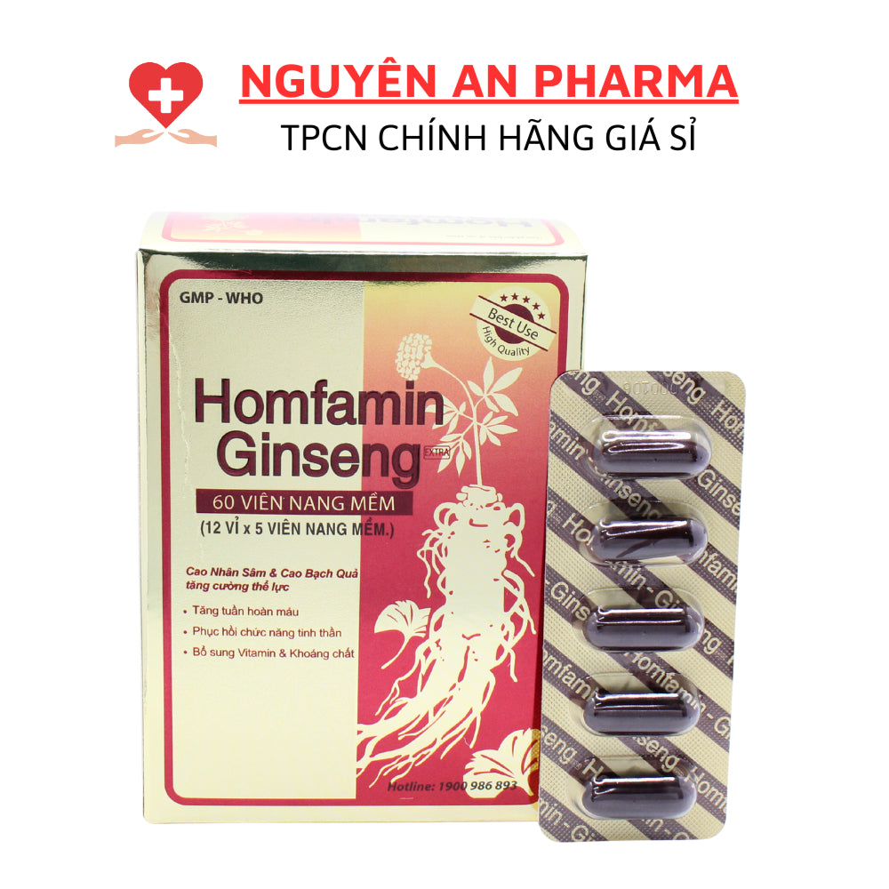 03 Boxes - Viên uống HOMFAMIN GINSENG Vitamin tổng hợp, VITAMINB nhân sâm bồi bổ cơ thể, tăng đề kháng - 60 Viên (HOMFAMIN GINSENG)