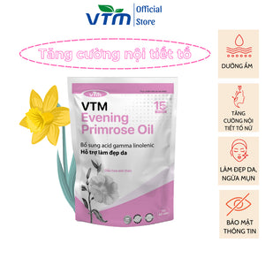 02 Bags -  Viên uống tinh dầu hoa anh thảo VTM Evening Primrose Oil, hỗ trợ cân bằng nội tiết tố, làm đẹp da, tóc, móng