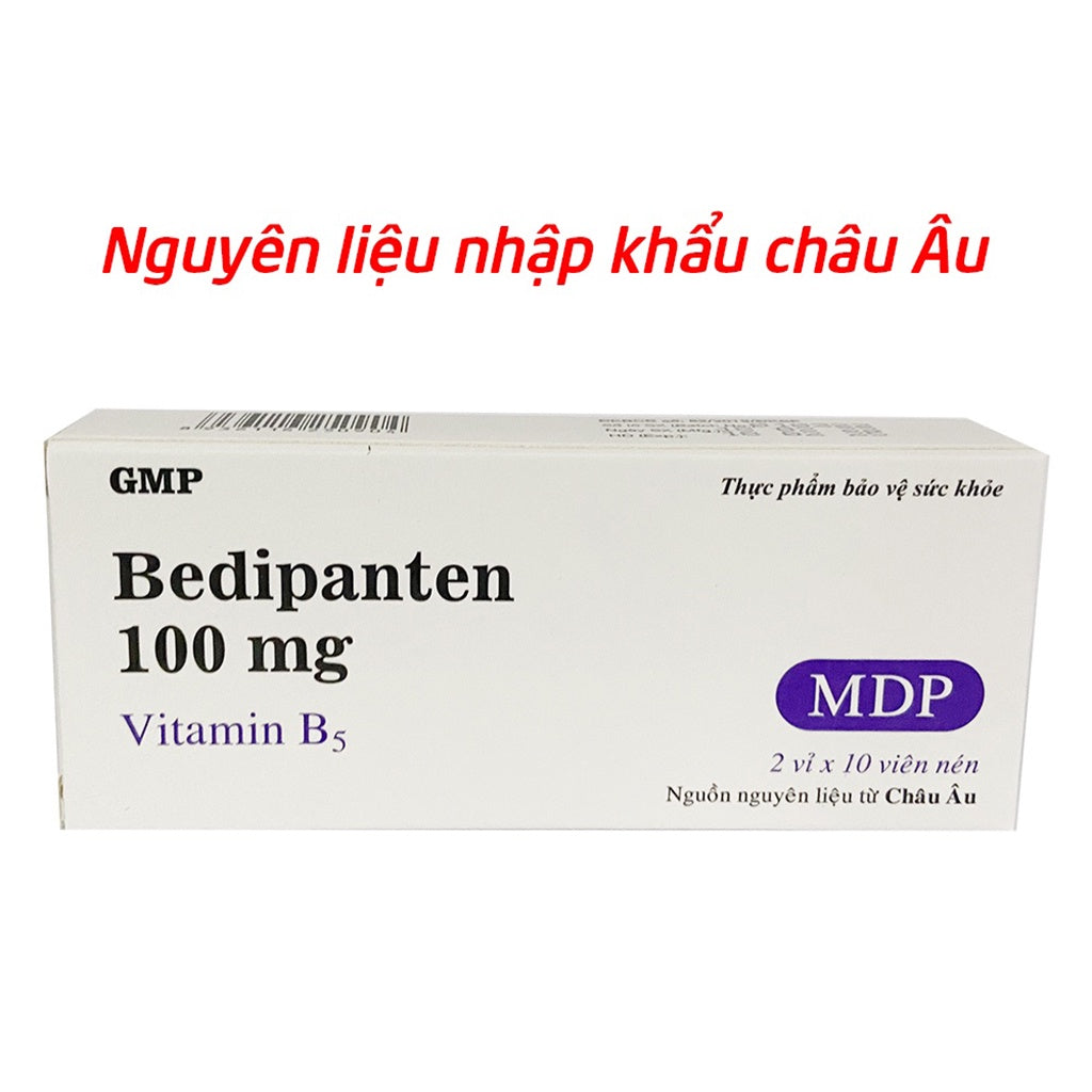 03 Boxes - Viên uống Bedipanten Vitamin B5 100mg MDP Hộp 20 viên, Hỗ trợ giảm rụng tóc ,đẹp da - ủ tóc kích thích mọc tó