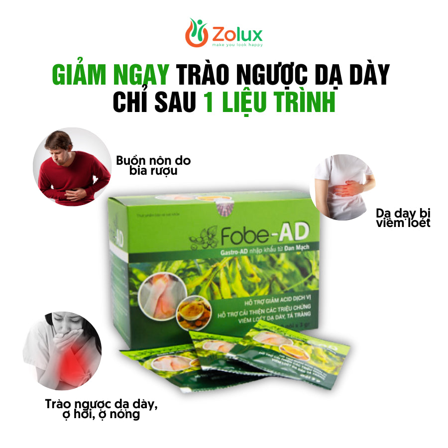 20 Gói uống giảm trào ngược dạ dày thực quản 5 phút, hết cảm giác buồn nôn ợ chua, ợ nóng | Fobe Ad