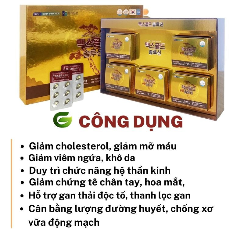 Tinh Dầu Thông Đỏ Max Gold Solution Hàn Quốc Hộp 120 Viên, Điều Hòa Huyết Áp, Phòng Ngừa Tiểu Đường