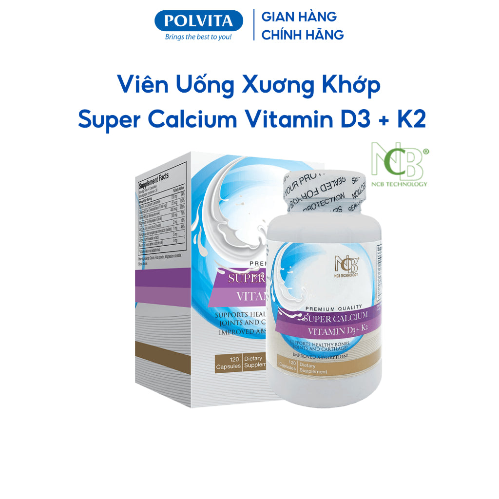 Viên uống xương khớp SUPER CALCIUM VITAMIN D3 + K2, thương hiệu NCB, hộp 60 viên