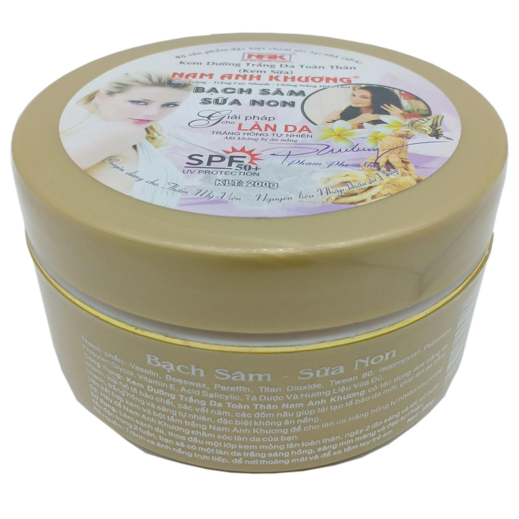 NAM ANH KHƯƠNG - Kem dưỡng trắng da toàn thân dưỡng chất Bạch sâm và Sữa non (200g)